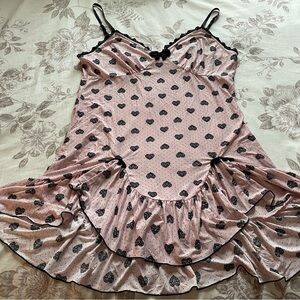 Y2K Coquette Pink Babydoll Ruffle Slip Dress Large Dollcore Angelcore Feminine